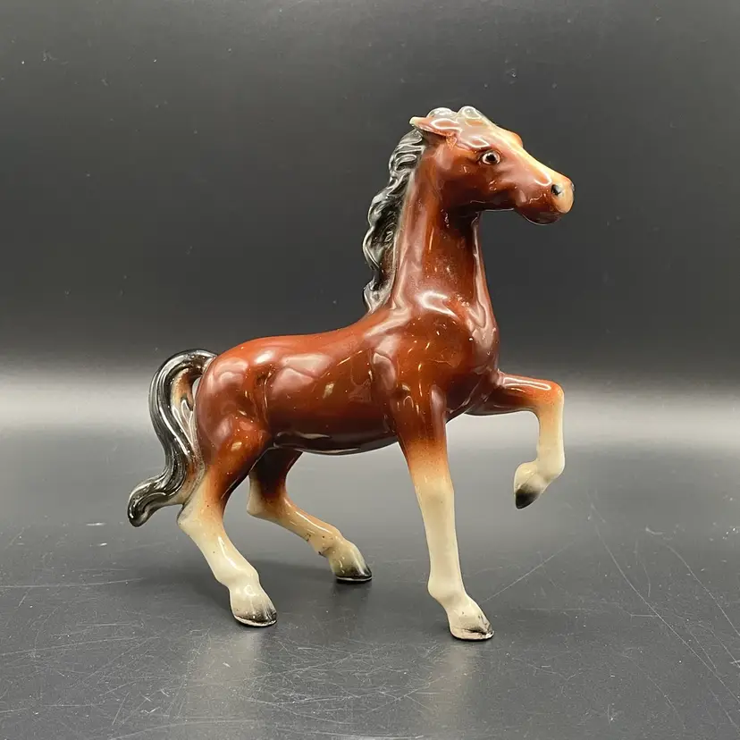 Rearing Horse Stallion Porcelain Equestrian Figurine Farm Southwest Animal VTG