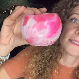 2.75” Pink Red Marbled Concrete Globe Planter