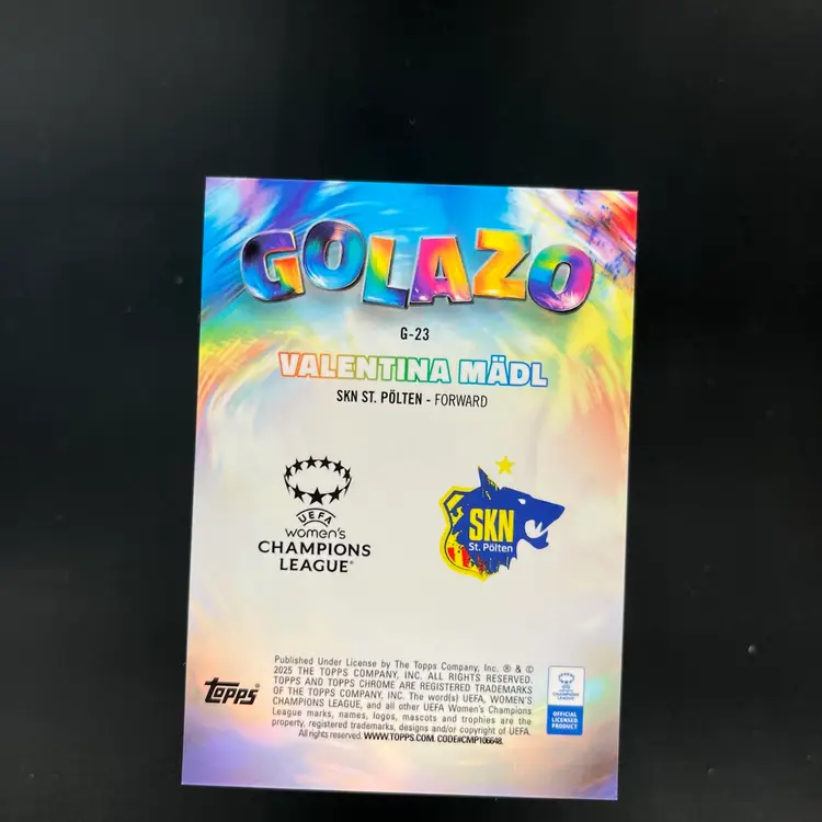 Valentina Madl 2024/25 Topps Chrome Golazo Blue /150 Soccer Card