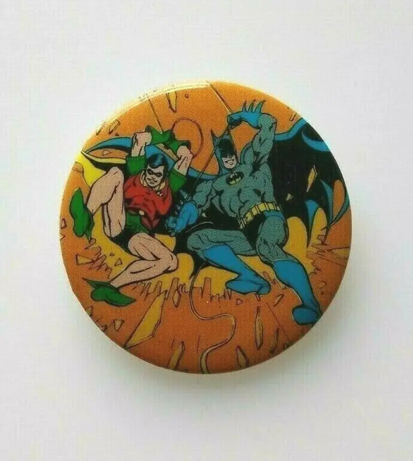 Batman & Robin Pinback Button Badge 1982 Original Licensed Official DC Comics