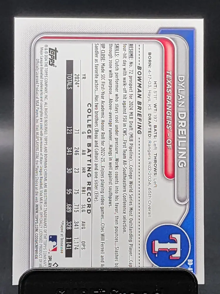2024 Bowman Dylan Dreiling /50