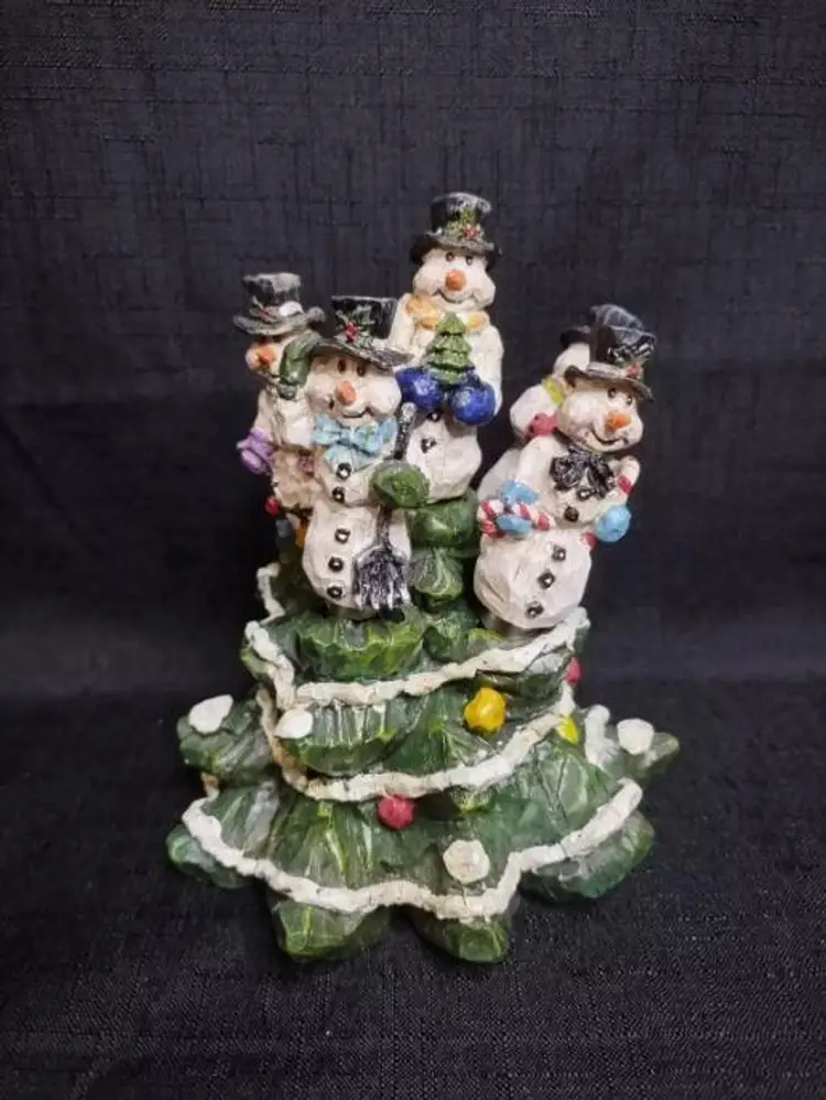 Set of 5 Resin Snowman Cheese Butter Spreaders In Festive Christmas Tree Holder