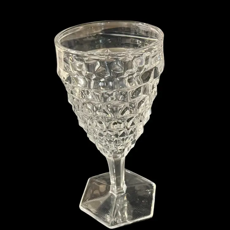 Beautiful- Set of 9- Fostoria American -Cubist -Water Goblets- Height: 6 7/8”, Width: 3 1/4”