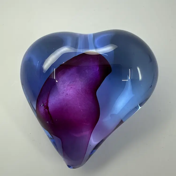 Kosta Boda Purple Heart Paperweight Heartbeat by Bertil Vallien Signed
