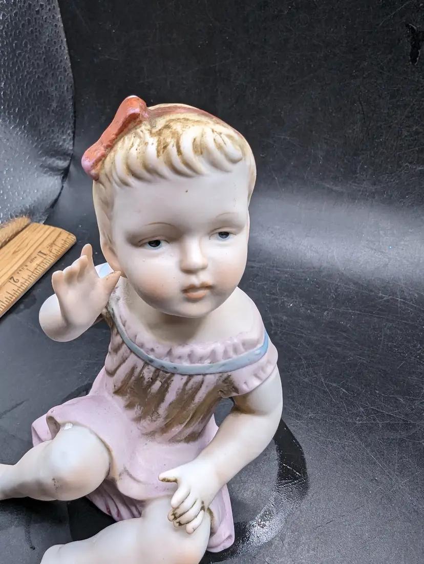 Vintage Bisque Piano Baby Girl Figurine 4 1/2'' Hand Painted # 8131