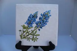 VTG Incepa Ceramic Tile Bluebonnet Floral Design Wall Decor 6 in Made in Brazil