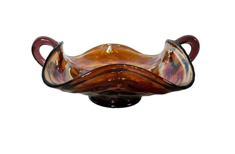 Antique Fenton amethyst Carnival Glass Honeycomb and Clover  bon bon dish