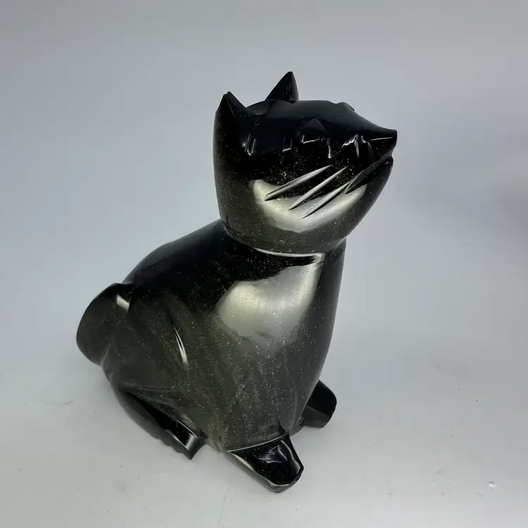Black Obsidian Cat Figurine