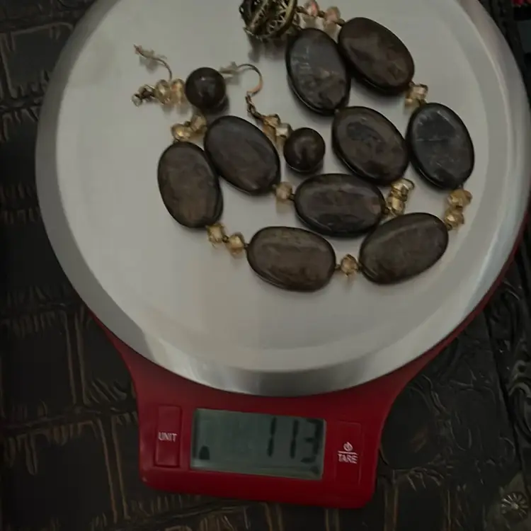 Bronzite &Crystal Necklace And Earring Set