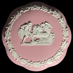Wedgwood Jasperware Pink Scalloped Edge Trinket Dish w/Lid