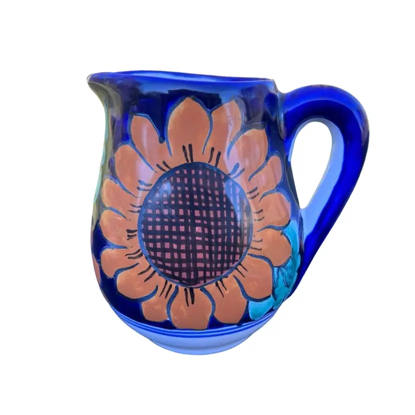 Talavera Mexican Pottery Sunflower Pitcher 