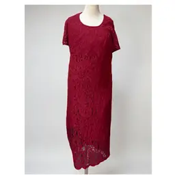 Vintage Maroon Lace Full Length Dress Excellent Condition Approximate Size 2X