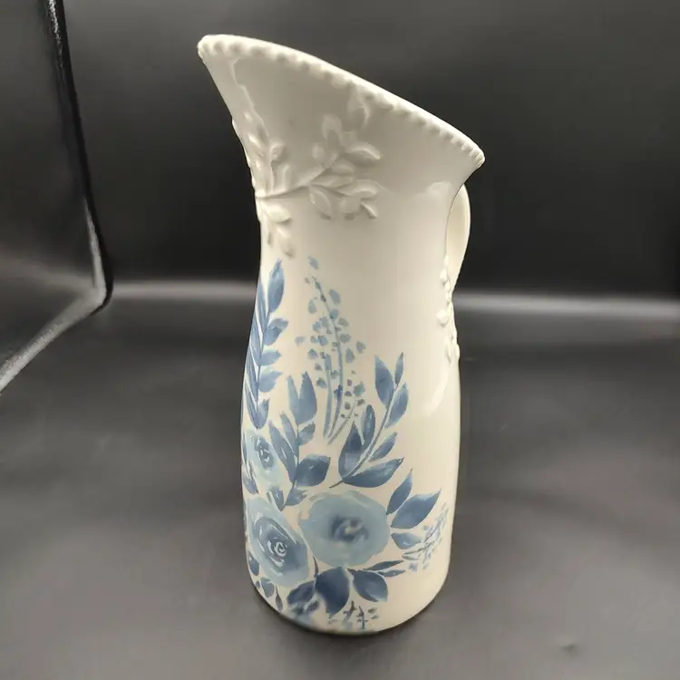 Mudpie Blue Floral Ceramic Pitcher