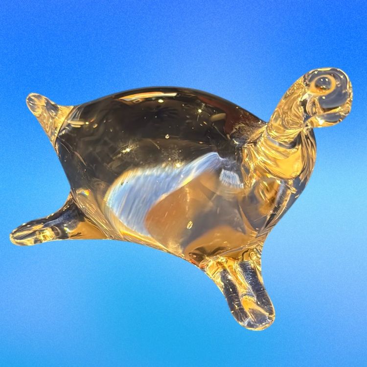 #01 - Vintage Crystal Turtle Paperweight