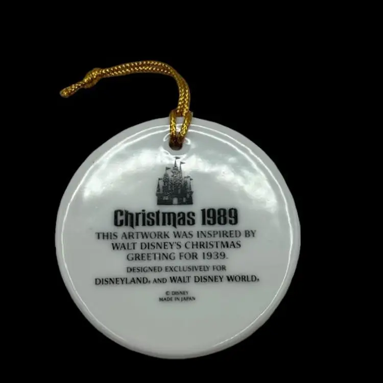 Disney 1989 Pinocchio Christmas Ornament - Made in Japan 2.5" dia