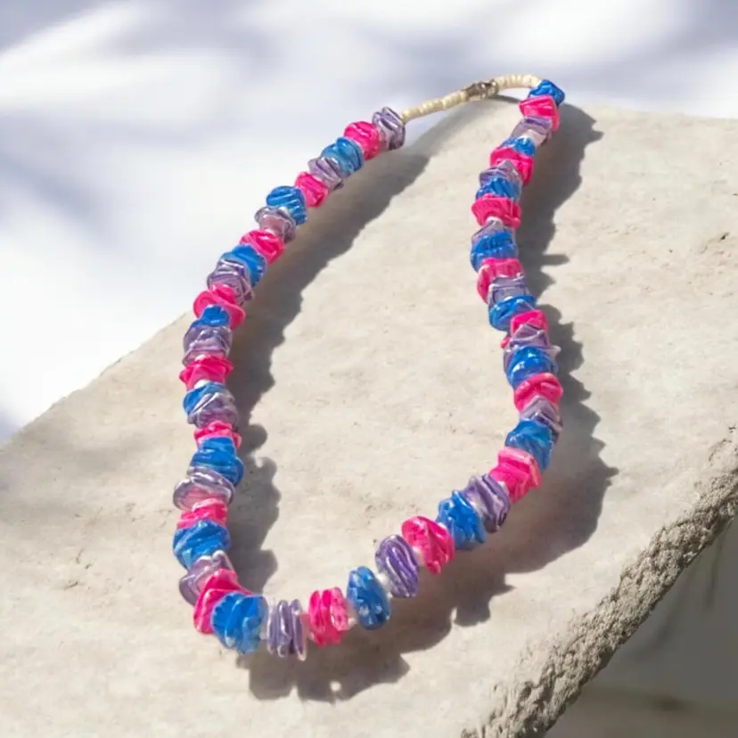 Vintage Pink and Blue Beaded Choker