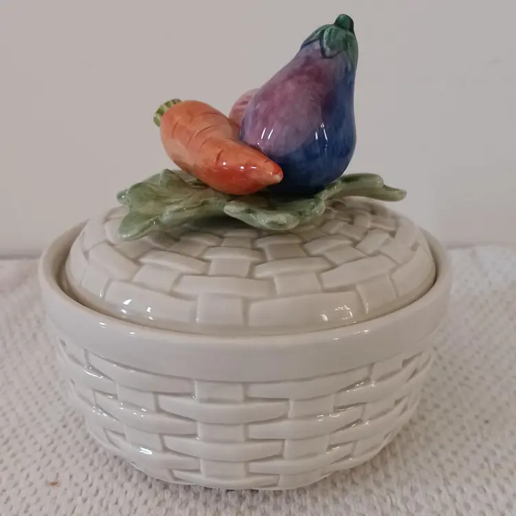 Fitz & Floyd Veggie Basket  Ceramic Condiment/Trinket Dish