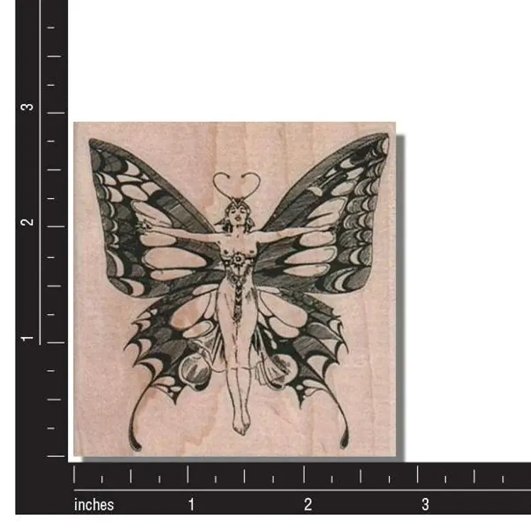 Butterfly Lady Rubber Stamp