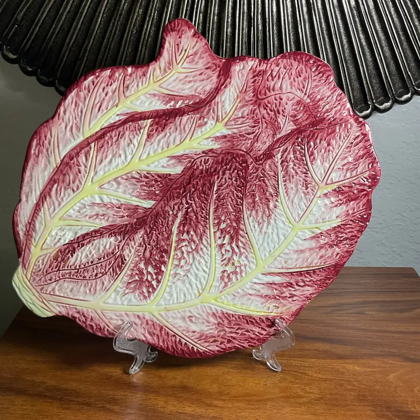 10 Vintage Majolica Radicchio Ceramic Trivet From Italy