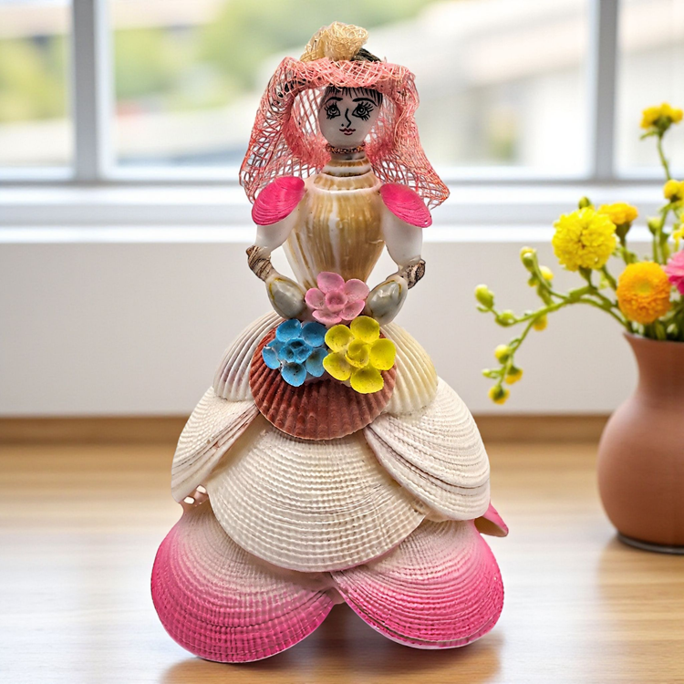 Vintage Seashell Southern Belle Doll Made From Seashells In The Philippines