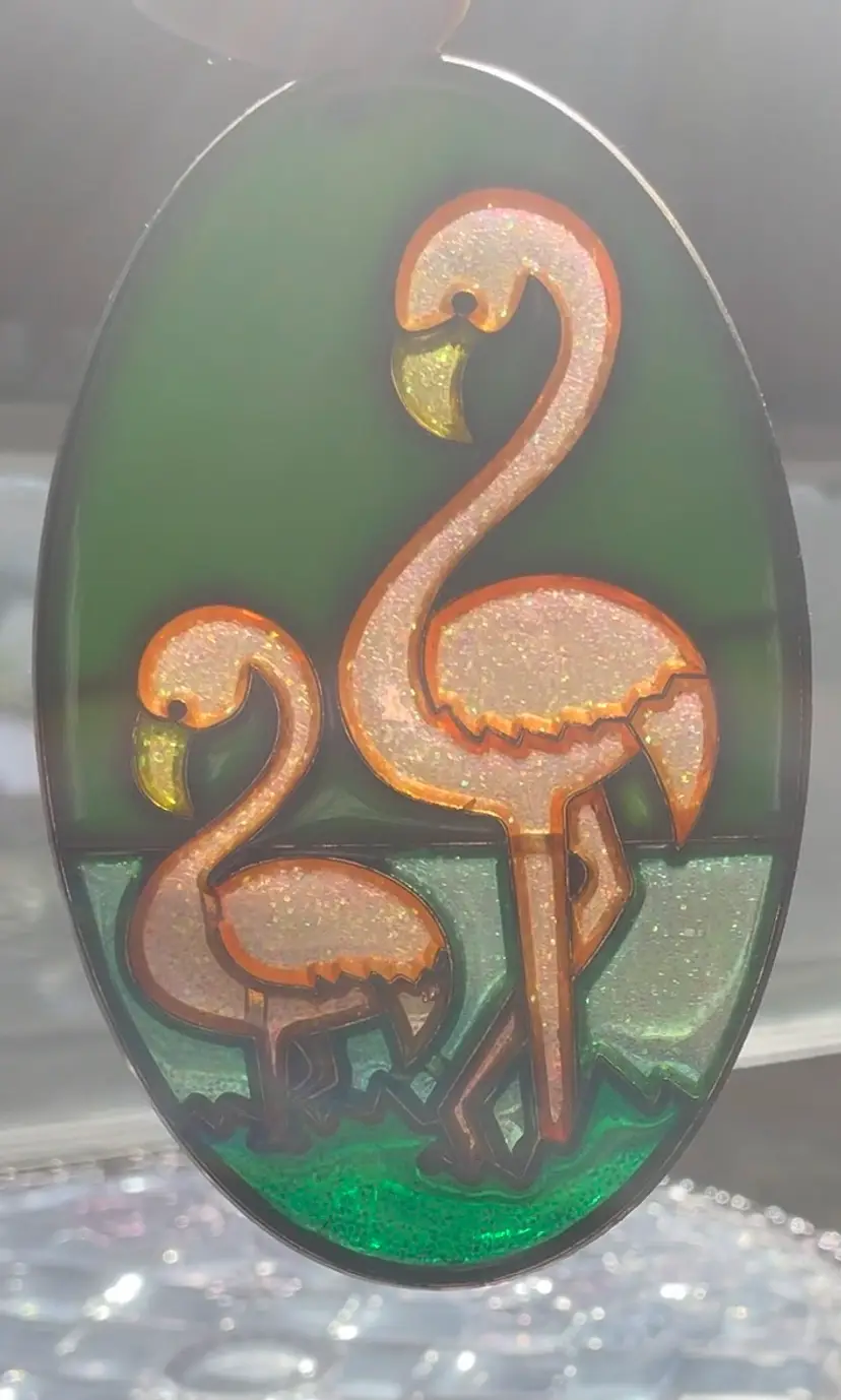 Pink Flamingo Sun Catcher 5” Vintage