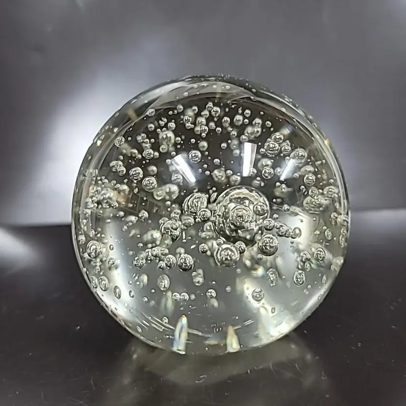 Clear Glass Paperweight With Controlled Bubbles