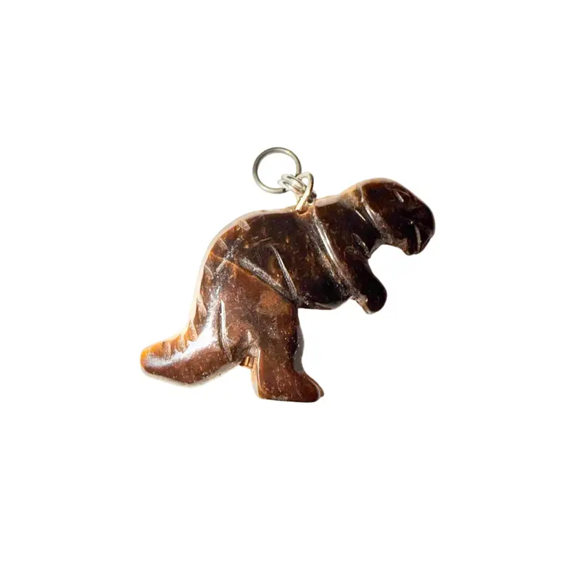 Vtg Tiger’s Eye Tyrannosaurus Rex Pendant