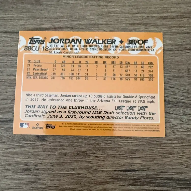 Jordan Walker 1988 RC 
2023 Topps Chrome Update 
St. Louis Cardinals