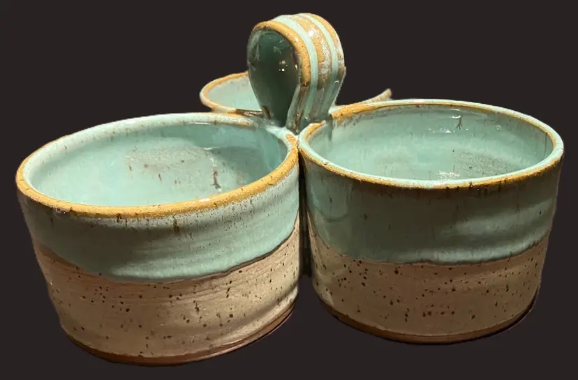 Studio Pottery Condiment Snack Dish Tray with Handle