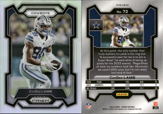 Cee Dee Lamb Lot of 20  Football Cards Dallas Cowboys  NFL-CC37