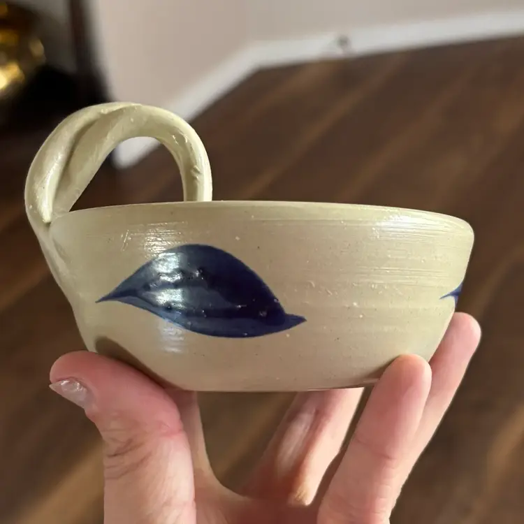 Vintage Williamsburg Pottery Twisted Handle Candle Holder