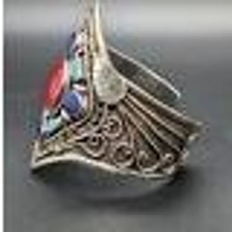 LAPIS LAZULI, RED CORAL, AND TURQUOISE METAL CUFF