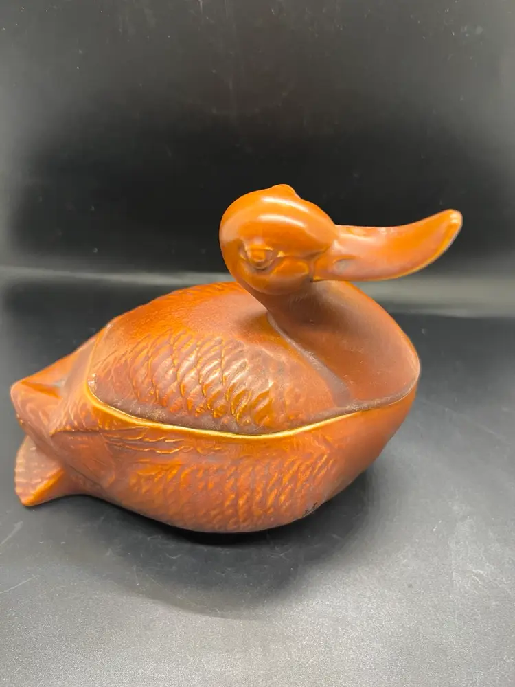 Vintage Italian Ceramic Duck Trinket Box 