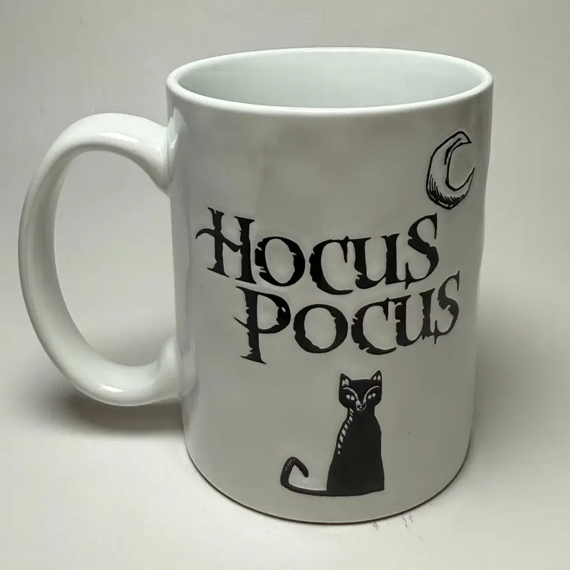 Disney Hocus Pocus Glorious Morning Coffee Mug Binx Black White 17oz Moon Dimple