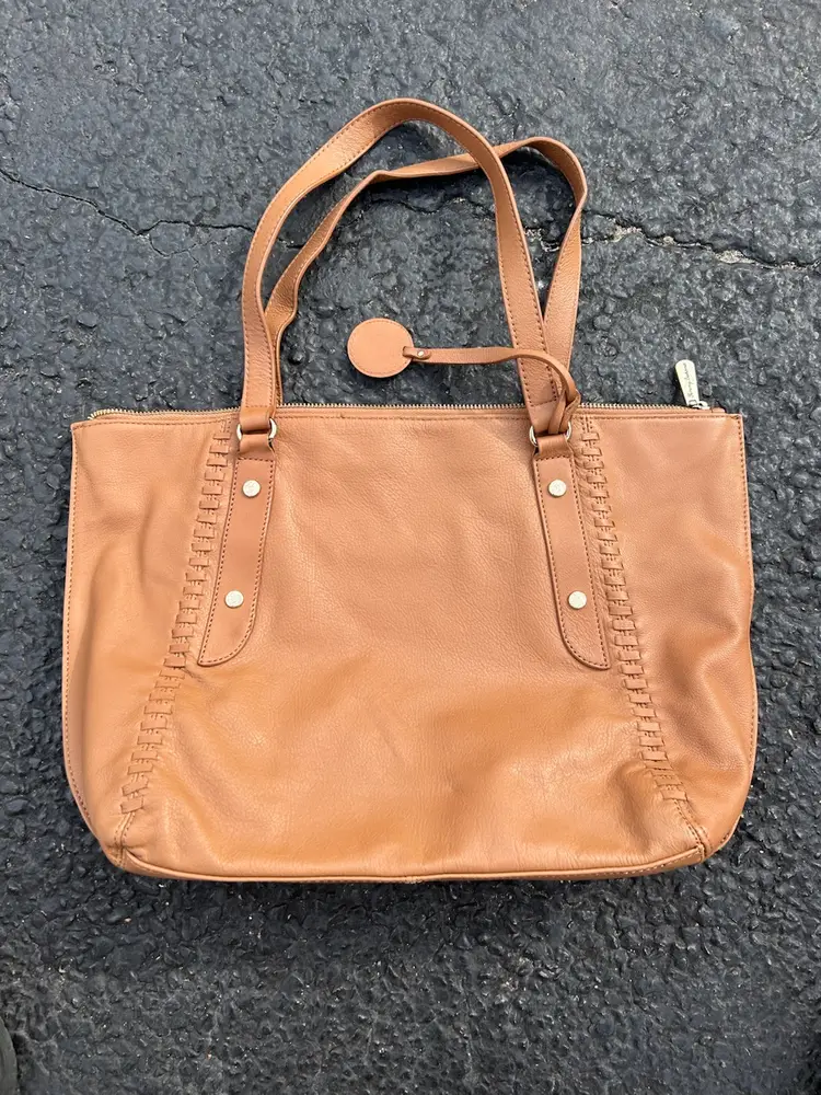 Tommy Bahama Large Leather Distressed Tote Bag Brown Boho Vintage