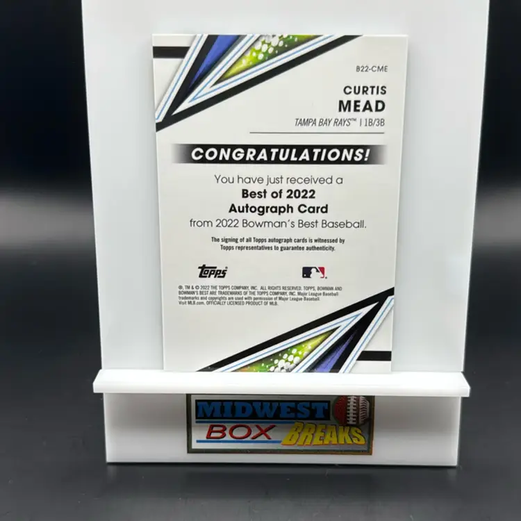 Curtis Mead Auto 2022 Bowman’s Best Tampa Bay Rays MBBCRD