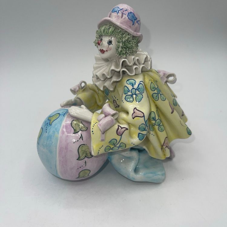 Gumps San Francisco Clown Holding Ball Made in Italy 6” X 6” Hard To Find