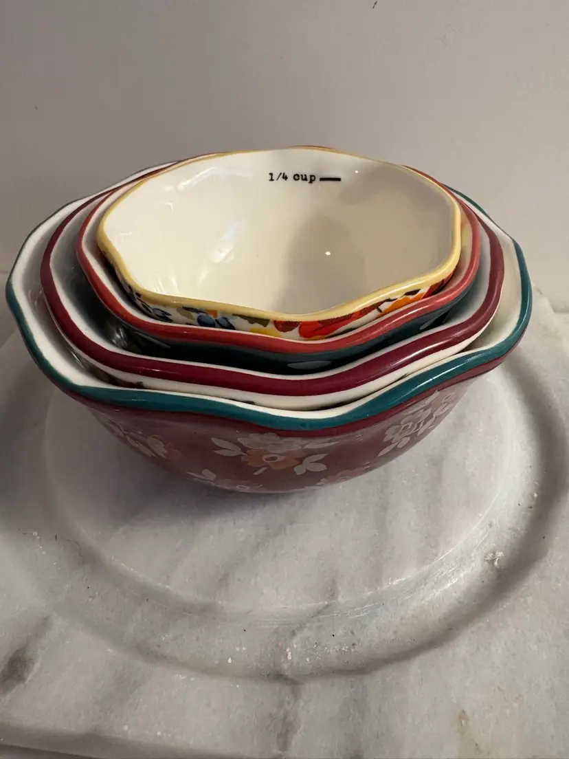 Pioneer Woman Rose Shadow Nesting Measuring Bowls Set Of 4