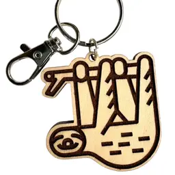 New Wooden Sloth Engraved Keychain