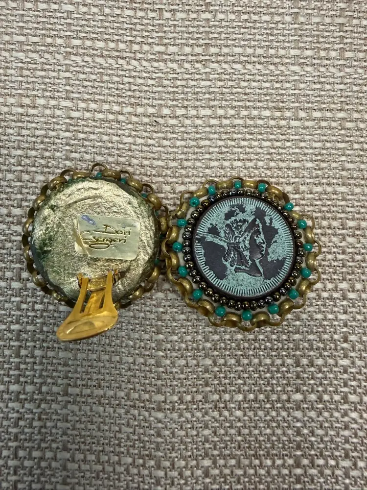 Vintage BOHO STATEMENT Black/Blue/gold  DORI CSENGERI Soutache EARRINGS Handmade