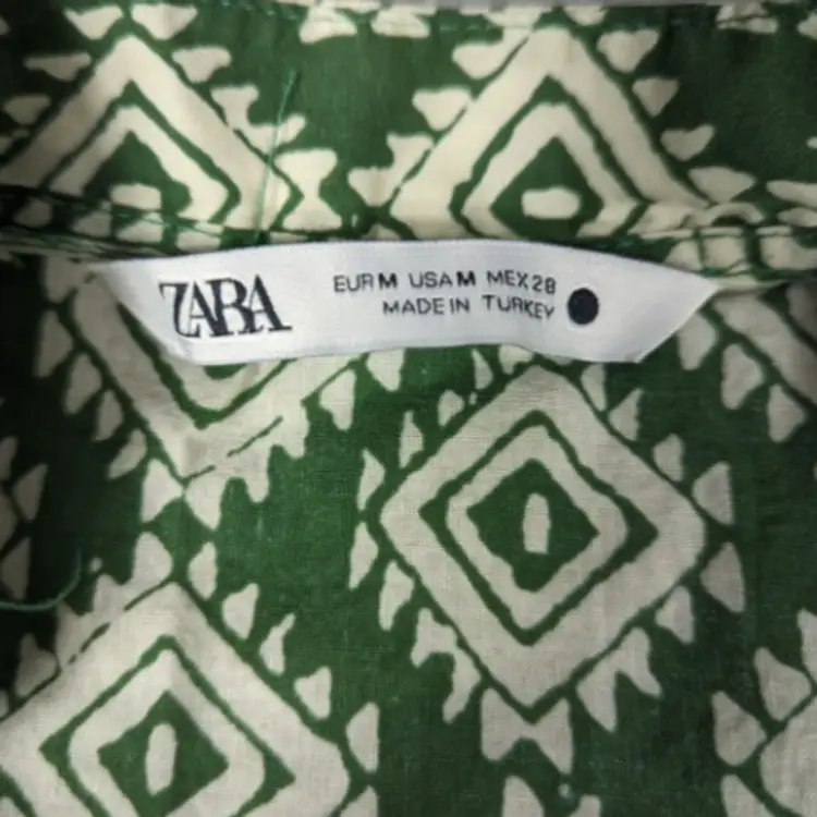 Zara Mini Dress/Skirt Size Medium Green Aztec
