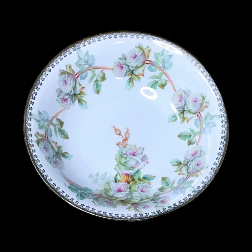 Vintage MZ Moritz Zdekauer Floral Porcelain Bowl Made In Austria Cottage Core