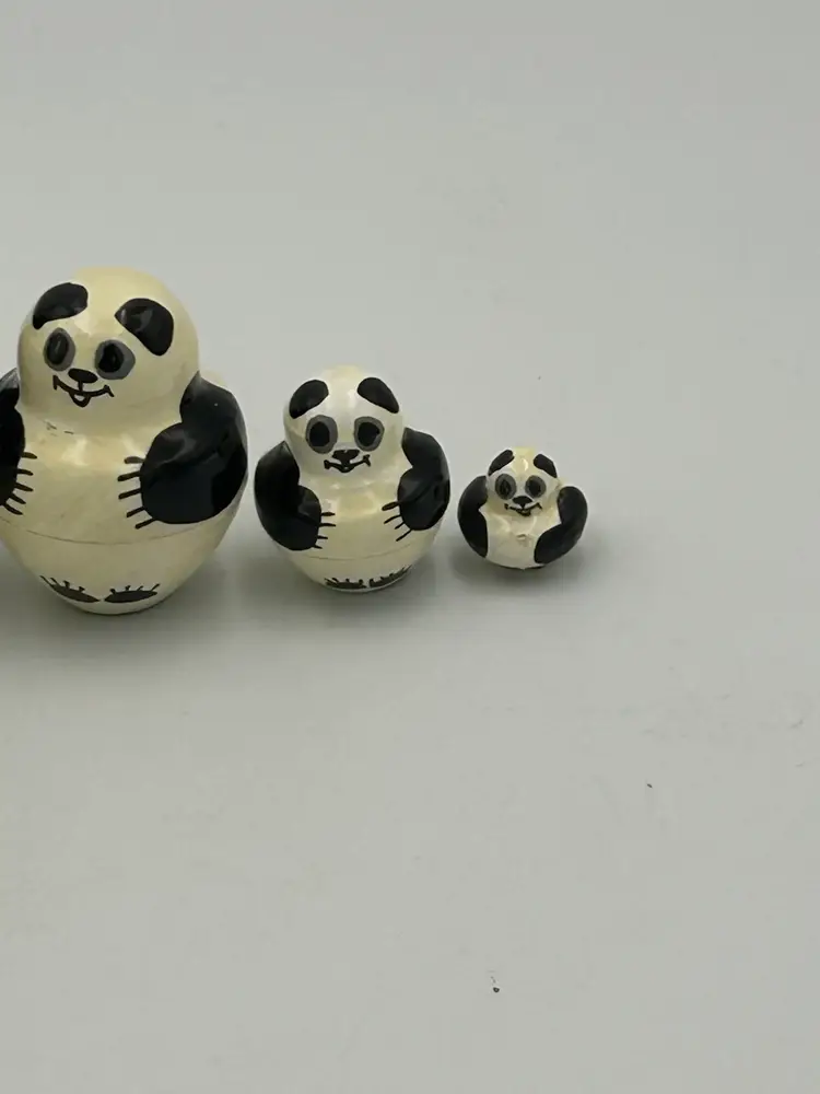 Russian Panda Nesting Doll Figurine 5 Pieces