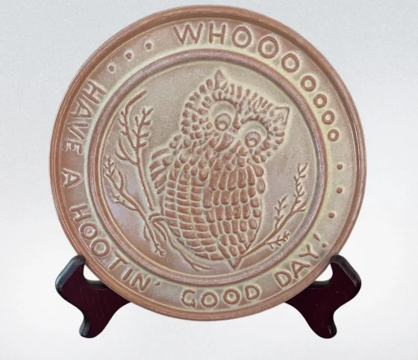 #01 Frankoma Pottery Owl Trivet Made With Oklahoma Clay Have A Hootin Good Day