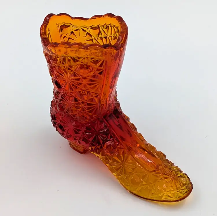 Fenton Amberina Daisy & Button Boot Glows!