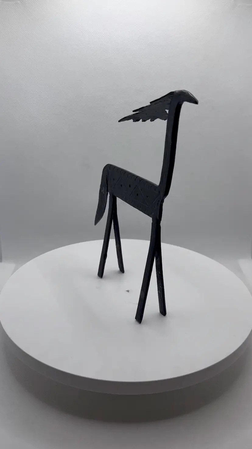 Mid Century Brutalist Wrought Iron Metal Gazelle Deer Horse Statue Sculpture