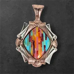 Carolyn Pollack Multi inlay Stone Sterling Copper Pendant