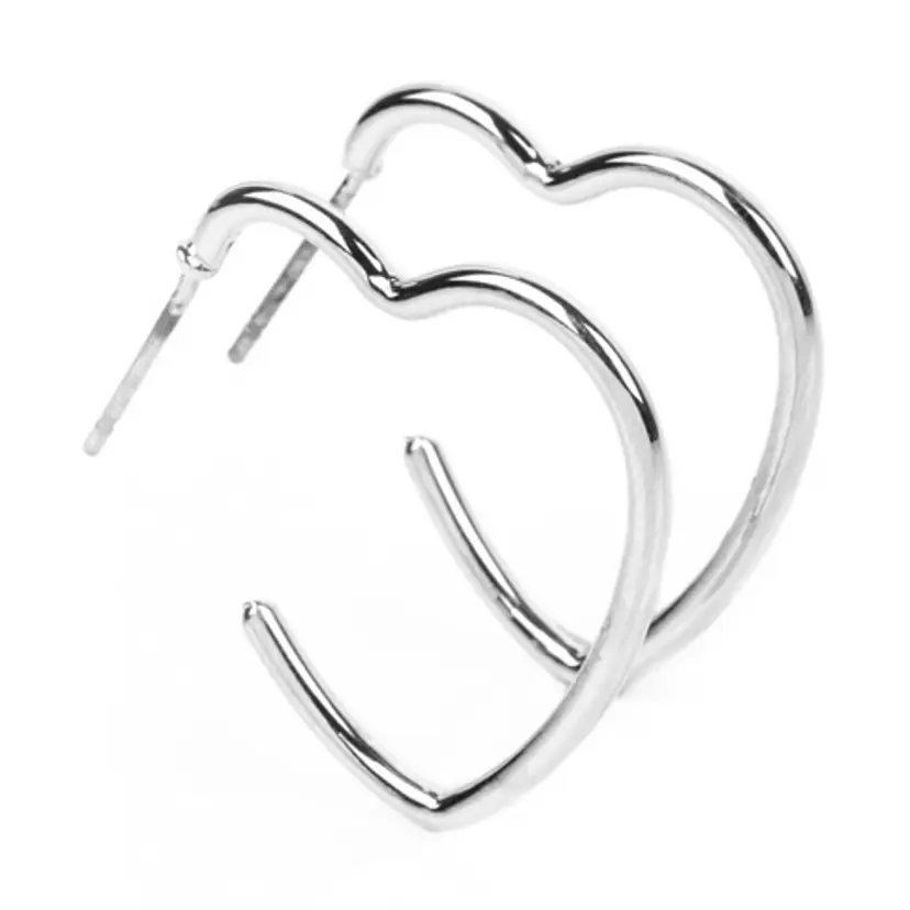 Silver Heart Hoop Earrings