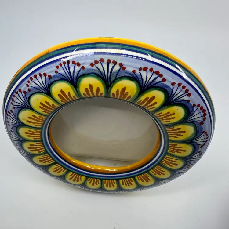 Deruta Pottery Hand Painted Round Picture Frame