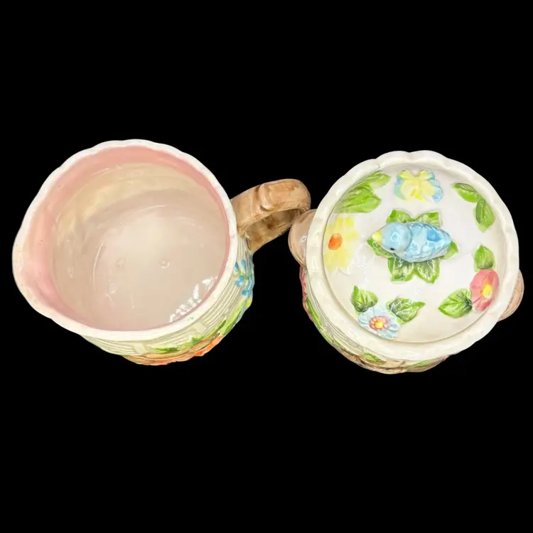 Takahasi Woodland Cream and Sugar Set Bunnies & Birds Hand Painted 3pcs*
